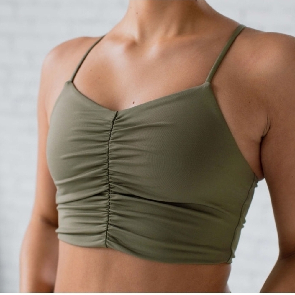 Savvi women's Celine Bra Small Ruched Front Racerback Low Impact